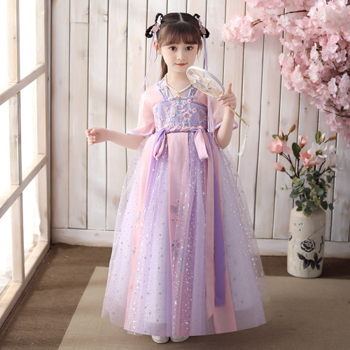 Girls Chinese Hanfu childrens clothing super fairy baby Chinese style dress little girls ancient style childrens ancient dress Ru skirt Fairy princess dress