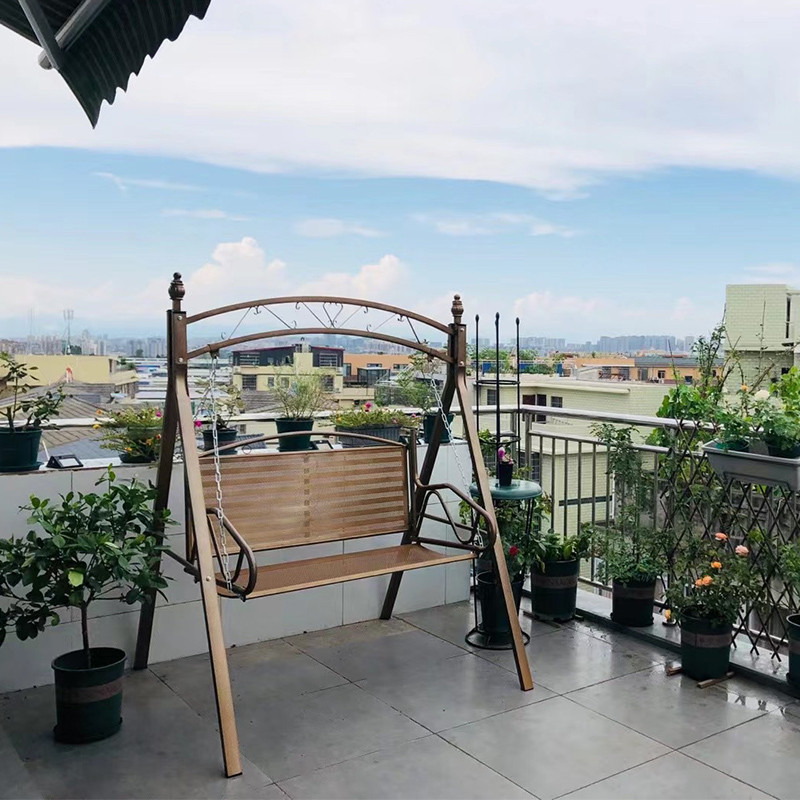 Outdoor swing Single family rocking chair courtyard double wrought iron hanging basket indoor hammock bed outdoor balcony swing