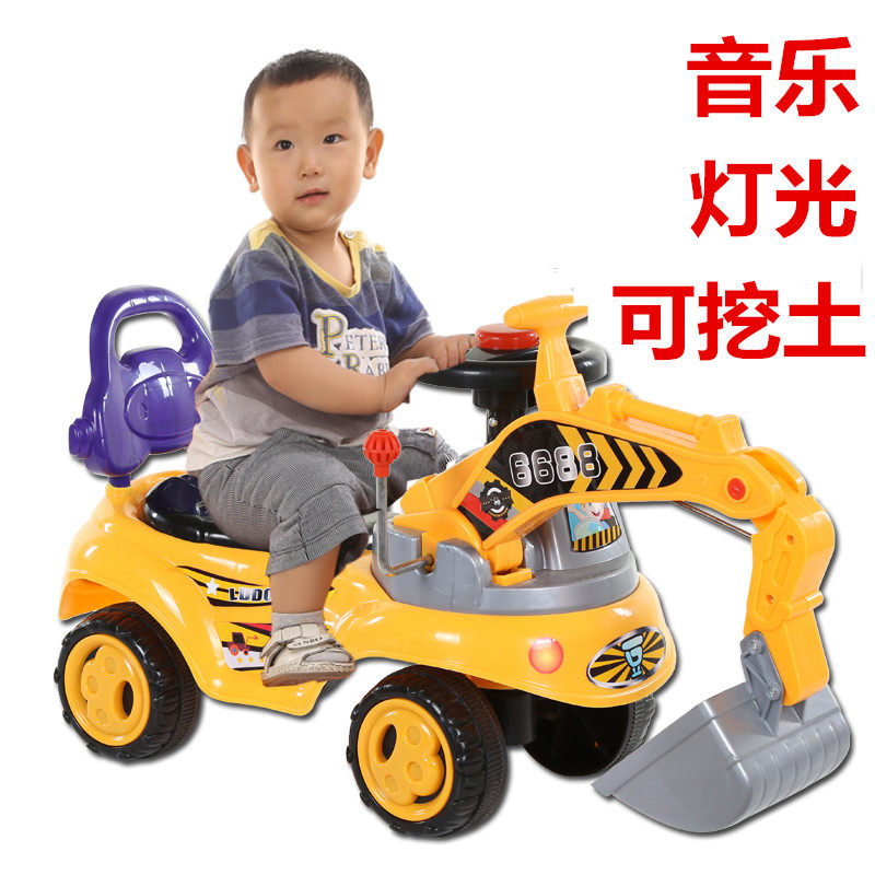 Can play crane four wheel children excavator children toy car a set of baby excavator car children car