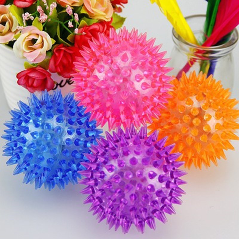 Children's toys with prickly ball massage ball sound flash elastic massage ball with whistle light prickly jumping ball