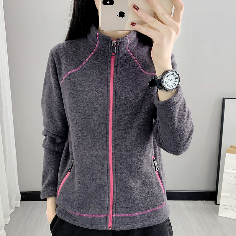 Fleece jacket women's outdoor fleece warmth plus thick stand collar cardigan stretch plus fleece charge liner autumn and winter fleece jacket