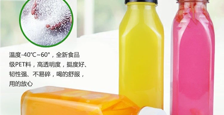 300ml350ml400ml500ml chai nước giải khát trong suốt chai vuông pet nước trái cây dùng một lần chai trà sữa chai mang đi