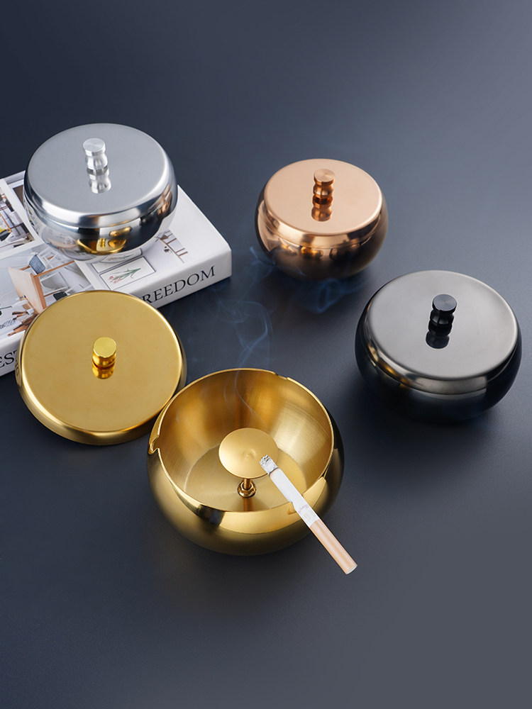 Daily stainless steel Ashtray Lid Creative Home Trend Internet Cafe Hotel Living Room Custom Minima Big windproof