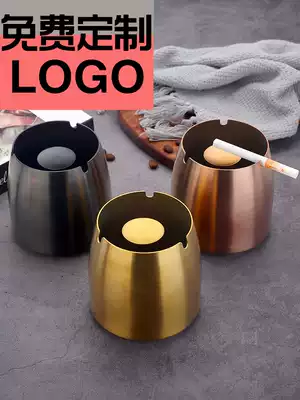 Large cigarette ashtray Stainless steel creative anti-fly ash with lid Home hotel bar dining hall custom personality trend