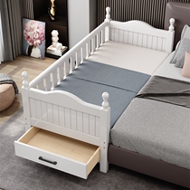 Solid wood childrens splicing bed widening bed big bed boy girl princess bed with guardrail beech baby bedside cot