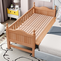Customized solid wood childrens bed with guardrail single boy and girl beech wood widened crib small bed stitching big bed
