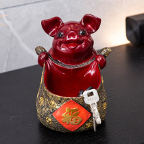 Home point beautiful new Chinese style porch ornaments creative door shoe cabinet decoration lucky pig Hall key storage decoration