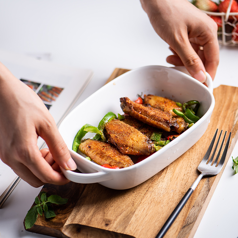 Creative ceramic ears pan home fish dish soup plate for FanPan rectangle pan baked non - stick pan