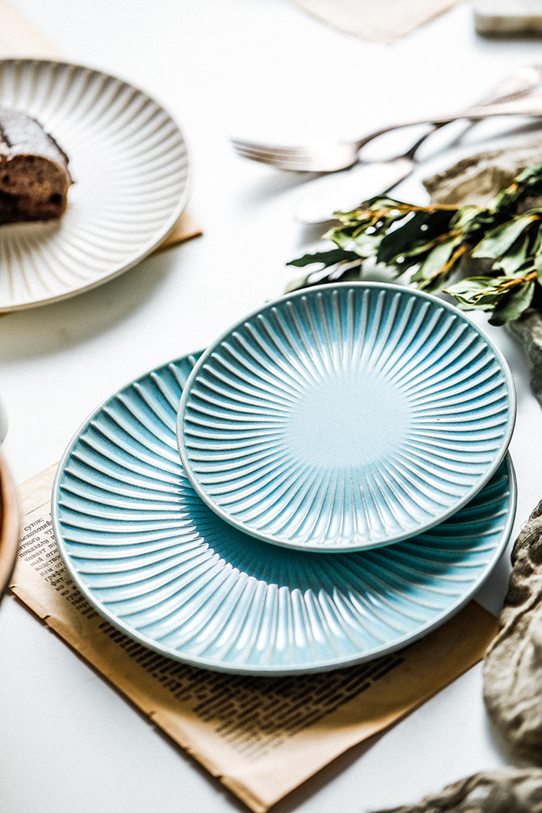 Creative ceramic tableware plate beefsteak bundt cake of plate of fruit to use up all the light stripe plate