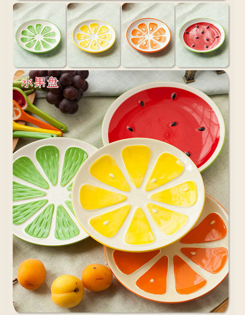 Jingdezhen cartoon creative lovely fruit watermelon salad rice bowls bowl dessert plates teaspoons of ceramic tableware suit