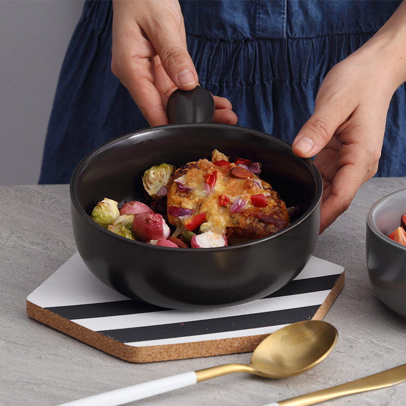 For jobs creative household ceramics single handle bowl bowl of cheese baked baking oven baked red bowl bowl For FanPan job network