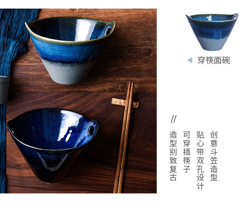 The New move up ceramic bowl of salad bowl noodles in soup play double son put chopsticks Japanese ramen rainbow such as bowl big bowl chopsticks