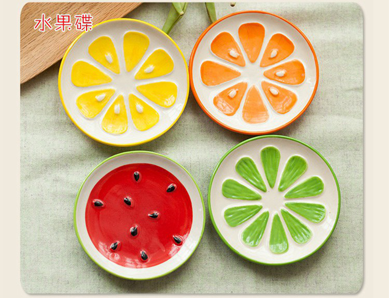 Jingdezhen cartoon creative lovely fruit watermelon salad rice bowls bowl dessert plates teaspoons of ceramic tableware suit