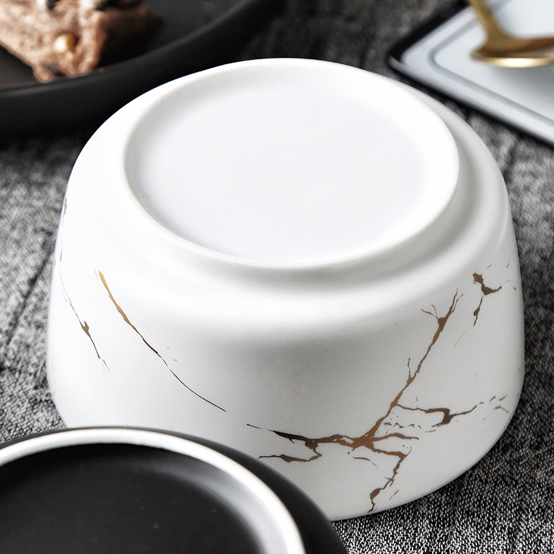 The Nordic household paint edge marble ceramic bowl bowl creative salad bowl of beef noodles in soup bowl dish bowl of rice bowls
