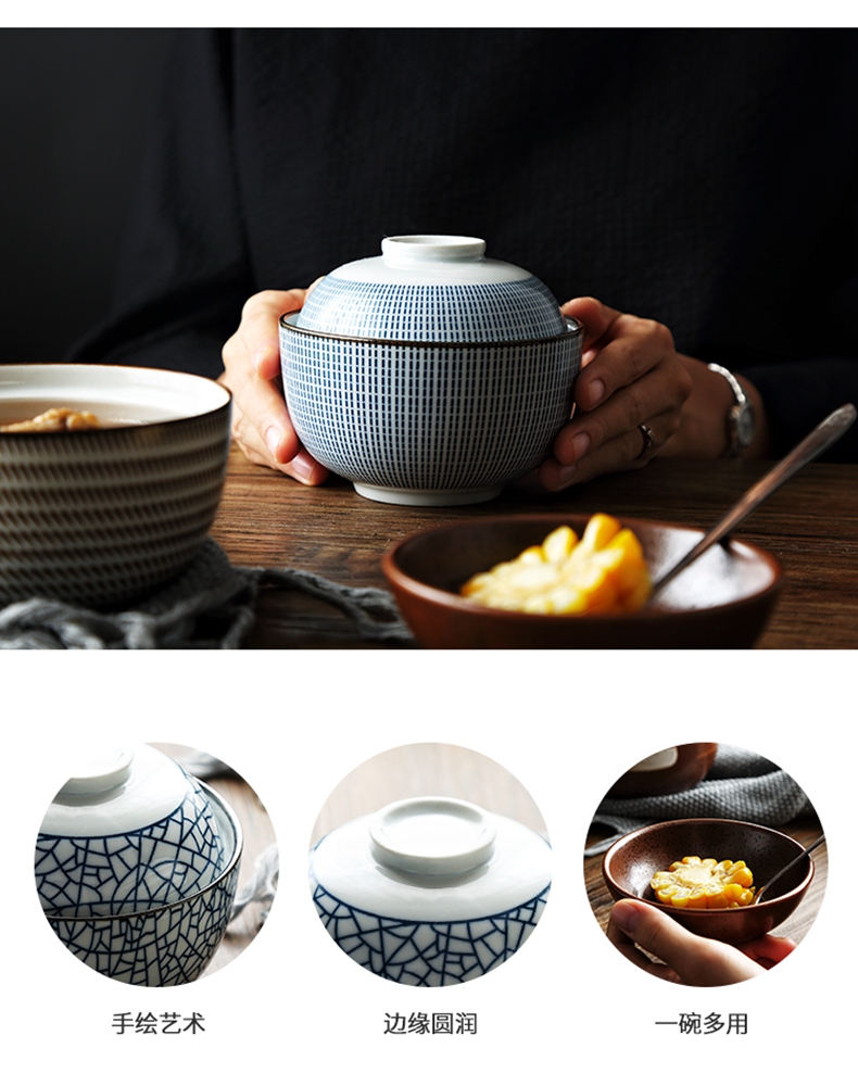 Dishes suit combination with Japanese irregular blue stripe ceramic tableware Dishes ceramic bowl Dishes for dinner