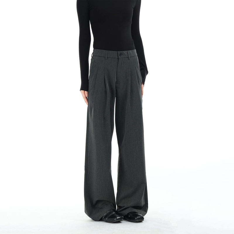 Turntide Niche High-End Three-Dimensional Tailored Straight-Leg Trousers for Men and Women, Autumn Split Design, Commuter Wide-Leg Pants