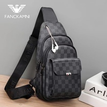 ERG Amani Mens Bag Light Extravagant Chest Bag Fashion Casual Eurogoods High-end Pitched Bag Male Plaid Bag Tide Cards