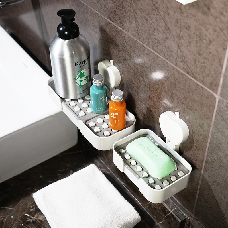 Soap Box Suction Cup Wall-mounted Drain Soap Rack Free to punch shelve Shelve Makeup Room Bathroom Soap Dish Soap box