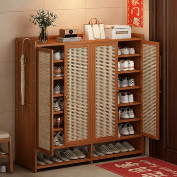Shoe Cabinet for Home Use at the Stair Entrance, Floor-Standing Storage Rack, Integrated Multi-Layer with Doors, Dustproof and Breathable Shoe Rack Storage Solution