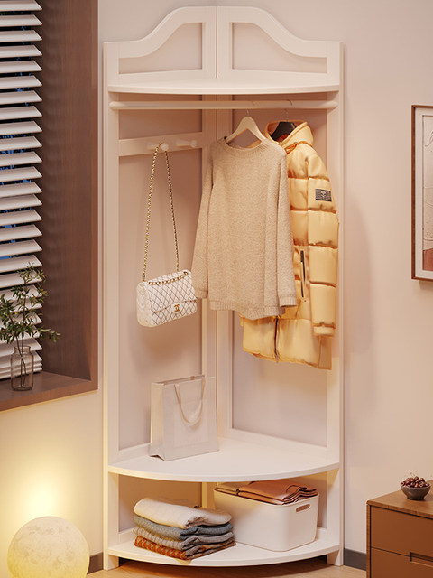 Corner Coat Rack, Floor-Standing Bedroom Solid Wood Clothes Rack, Entryway Standing Indoor Simple Clothes Rack, Multifunctional