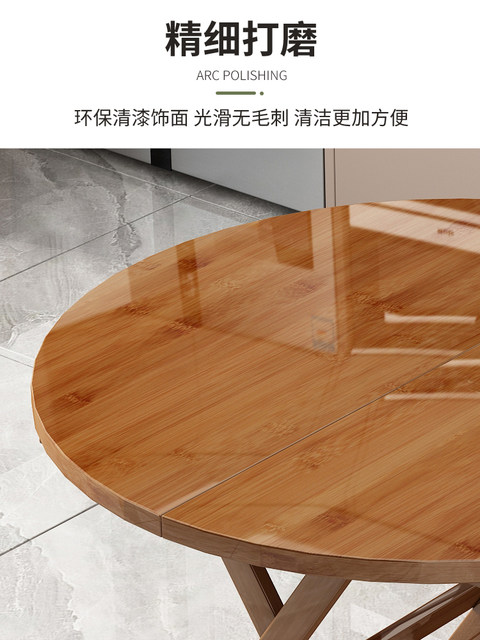 Folding Table, Round Dining Table, Household Small Apartment Dining Table, Solid Wood Outdoor Portable Simple Storage Square Table, Balcony Stall