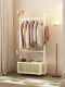 Floor-Standing Coat Rack, Movable Simple Bedside Clothes Storage Rack, Entryway Solid Wood Bedroom Standing Clothes Rack