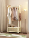 Floor-Standing Coat Rack, Movable Simple Bedside Clothes Storage Rack, Entryway Solid Wood Bedroom Standing Clothes Rack