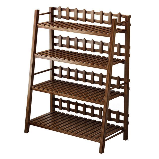 Flower Stand for Indoor Use, Made of Solid Wood, Multi-Layered, Suitable for Balcony Decoration, Floor-Standing Style for Living Room, Suitable for Succulents and Green Plants, Iron Art Flower Pot Stand