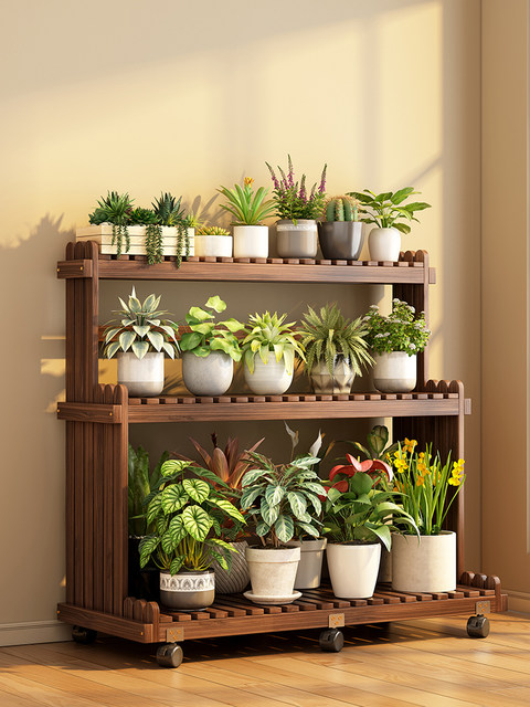 Solid Wood Flower Stand for Home Balcony, Multi-Layer Potted Plant Rack, Can Be Hung, Suitable for Hanging Orchids and Succulents, 2026 New Model