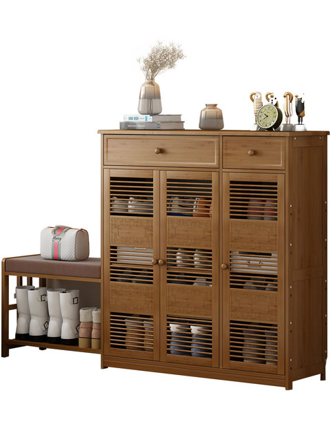 Entrance shoe cabinet simple assembly foyer home indoor good-looking solid wood shoe rack multi-layer dust-proof storage artifact shoe cabinet