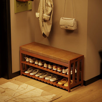 Simple Shoe-Changing Bench for the Entrance, Dormitory Shoe Rack, Storage Solution, Stylish Indoor Shoe Cabinet for Stairs, Solid Wood Hallway Shoe Cabinet