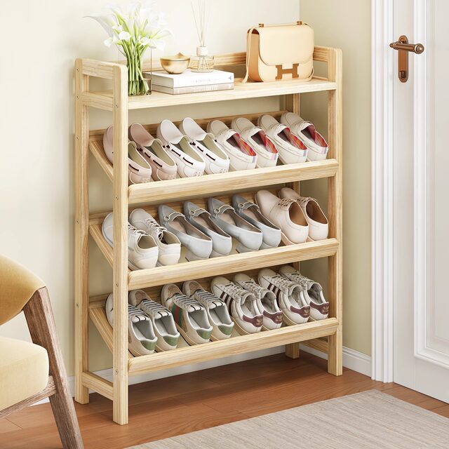 Children's Simple Shoe Rack for Home Entrance, Multi-Layer, Small and Narrow, Creative Shoe Cabinet, Minimalist Cream-Style Storage Rack