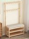 Solid Wood Shoe Rack for Home Use, Integrated with Coat Rack and Shoe-Changing Bench, Entryway Clothes Hook, Floor-Standing Multifunctional Shoe Cabinet