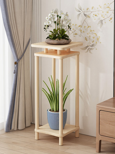 Integrated Decorative Shelf, Solid Wood Flower Stand, New Chinese Style Indoor Floor-Standing Flower Stand, Flower Pot Stand, Living Room Hanging Orchid Stand