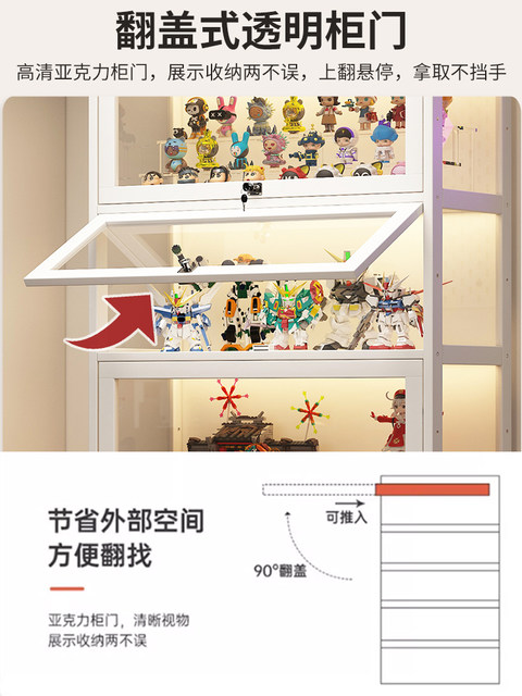 Lockable Acrylic Display Cabinet, Integrated Floor-Standing Dust-Proof Display Stand, Model Storage Cabinet, Bookcase