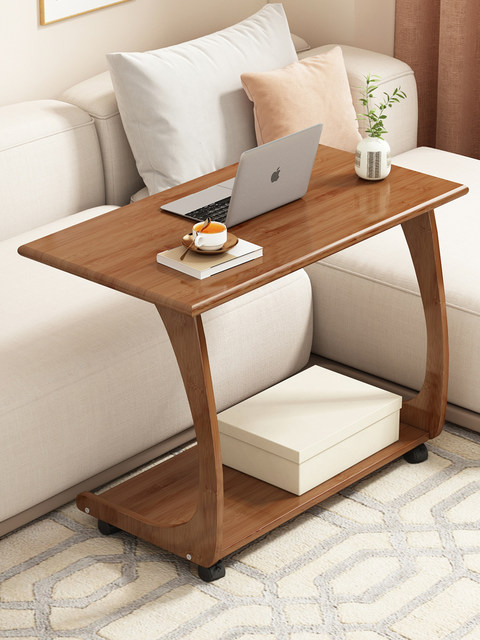 Movable Side Table, Coffee Table, Small Apartment Corner Table, Living Room Home Sofa Side Cabinet, Light Luxury Modern Solid Wood Tea Table