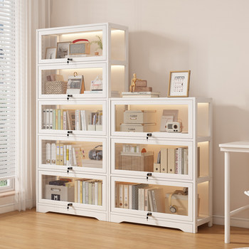 Lockable Floor-Standing Display Cabinet for Figures, Model Cabinet, Toy Cabinet, White Acrylic Transparent Dust-Proof Display Shelf