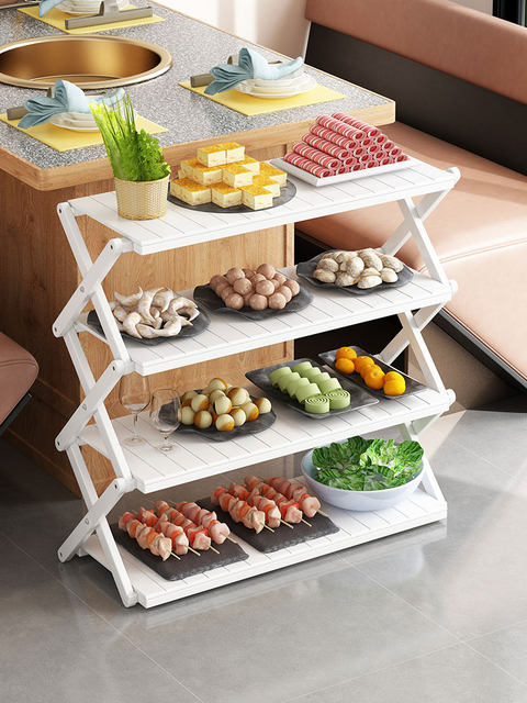 Hot Pot Restaurant Shelf, Floor-Standing Kitchen Rack, Multi-Layer Large Capacity Kitchen Shelf for Barbecue Restaurants, Restaurant-Specific