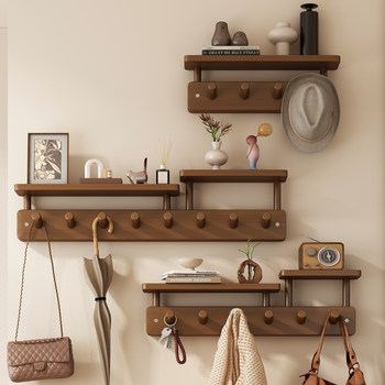 Wall-Mounted Coat Rack for Home Use, Behind the Entrance Door, Wall-Mounted with Hooks, No-Drill Wall Shelf, 2026 New Model