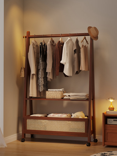 Floor-Standing Coat Rack for Bedroom, Living Room, Office, Multi-Functional Clothes Rack with Wheels, Mobile Rack