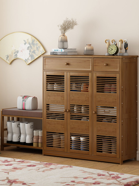 Entrance shoe cabinet simple assembly foyer home indoor good-looking solid wood shoe rack multi-layer dust-proof storage artifact shoe cabinet