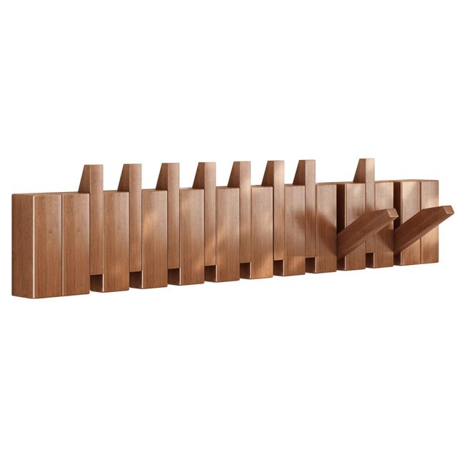 Piano Key-Shaped Wooden Coat Rack, Wall-Mounted Hook for Entryway, Wall Hook for Hanging Clothes Behind the Door