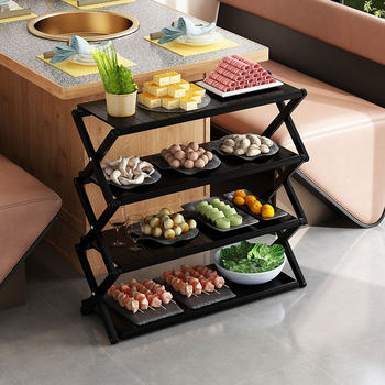 Hot Pot Restaurant Shelf, Floor-Standing Kitchen Rack, Multi-Layer Large Capacity Kitchen Shelf for Barbecue Restaurants, Restaurant-Specific