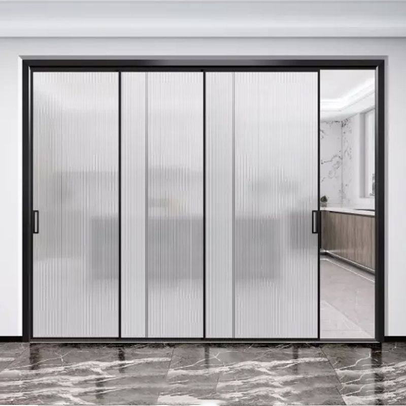 Extremely Narrow Kitchen Sliding Door, Extremely Narrow Frame, Oil-Sand Titanium-Magnesium Alloy Tempered Glass Door, Balcony Three-Four-Way Linkage, Living Room