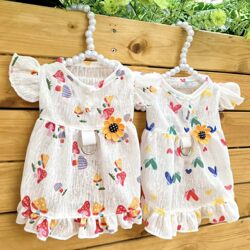Cat Clothes Summer Thin Princess Dress Anti-Shedding Ragdoll Golden Shaded Bichon Summer Breathable Flutter Sleeve Dress Clothing