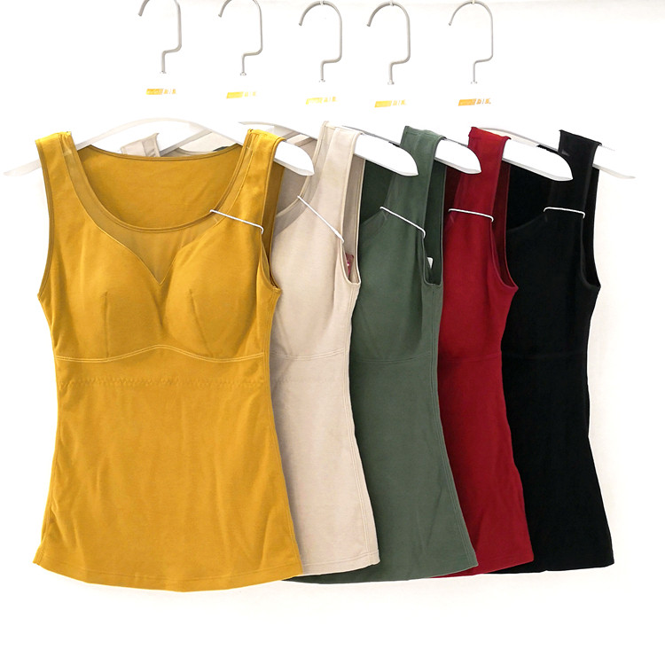 Oxygen along the lazy insulation cup 61888 women's double-sided brushed thermal vest without wearing bra one with chest pad underwear