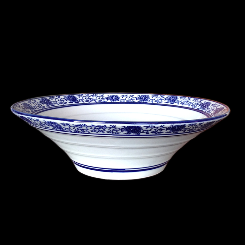 Hotel blue and white porcelain tableware of pottery and porcelain bowl bowl tall hat to horn bowl pull rainbow such as bowl of boiled fish
