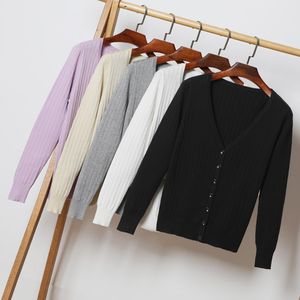 春秋针织开衫女早秋短款薄款毛衣外套外搭薄开