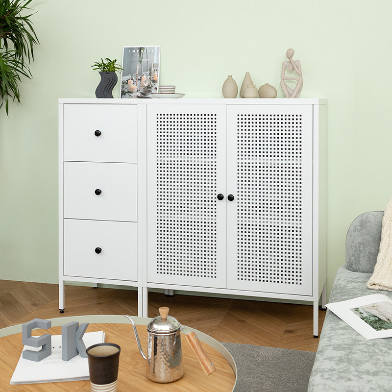 SINKOU Nordic dining cabinet light and luxurious iron art overall cabinet new 2021 modern minimalist 5 bucket chest bedroom drawer cabinet