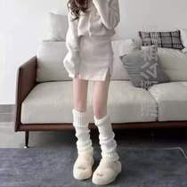 Hot girl Japanese warm autumn and winter socks versatile leg girls knitted cold-proof calf covers piles of vertical socks
